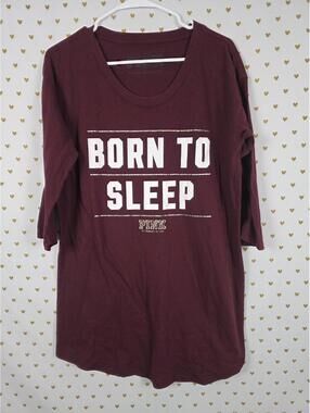 Victorias Secret PINK Born to Sleep Nightgown Sleep Shirt LARGE Tee